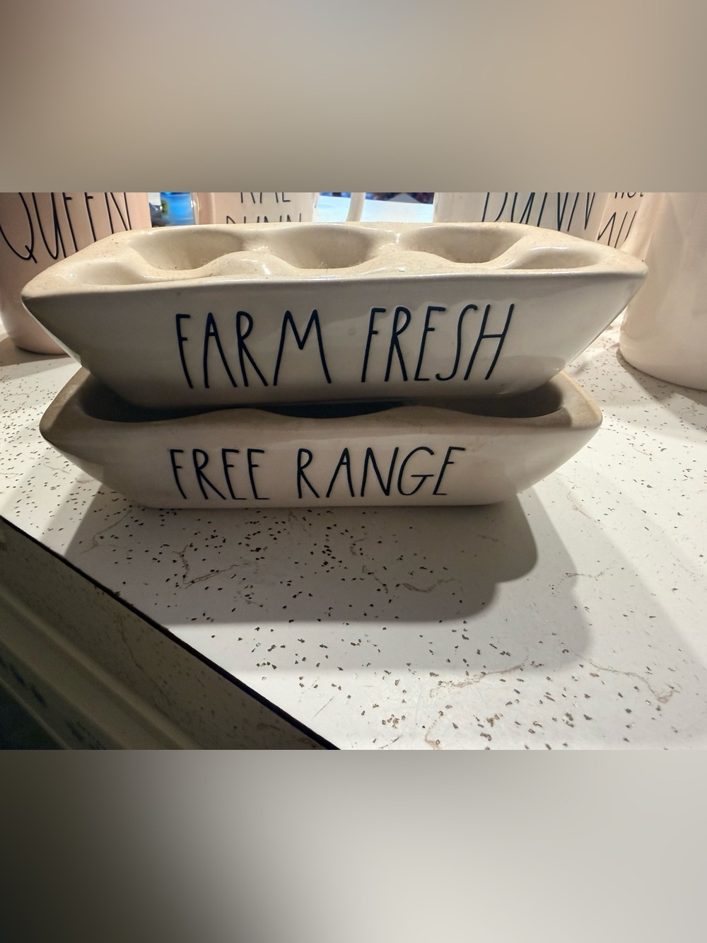 Farm Fresh Ceramic Egg Tray - White Farmhouse Style Rae Dunn